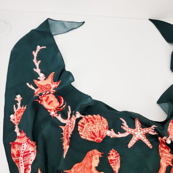 Clio Peppiatt - + The Vanguard Mermaid Embellished Printed Crepe De Chine Scarf - Picture 7 of 9
